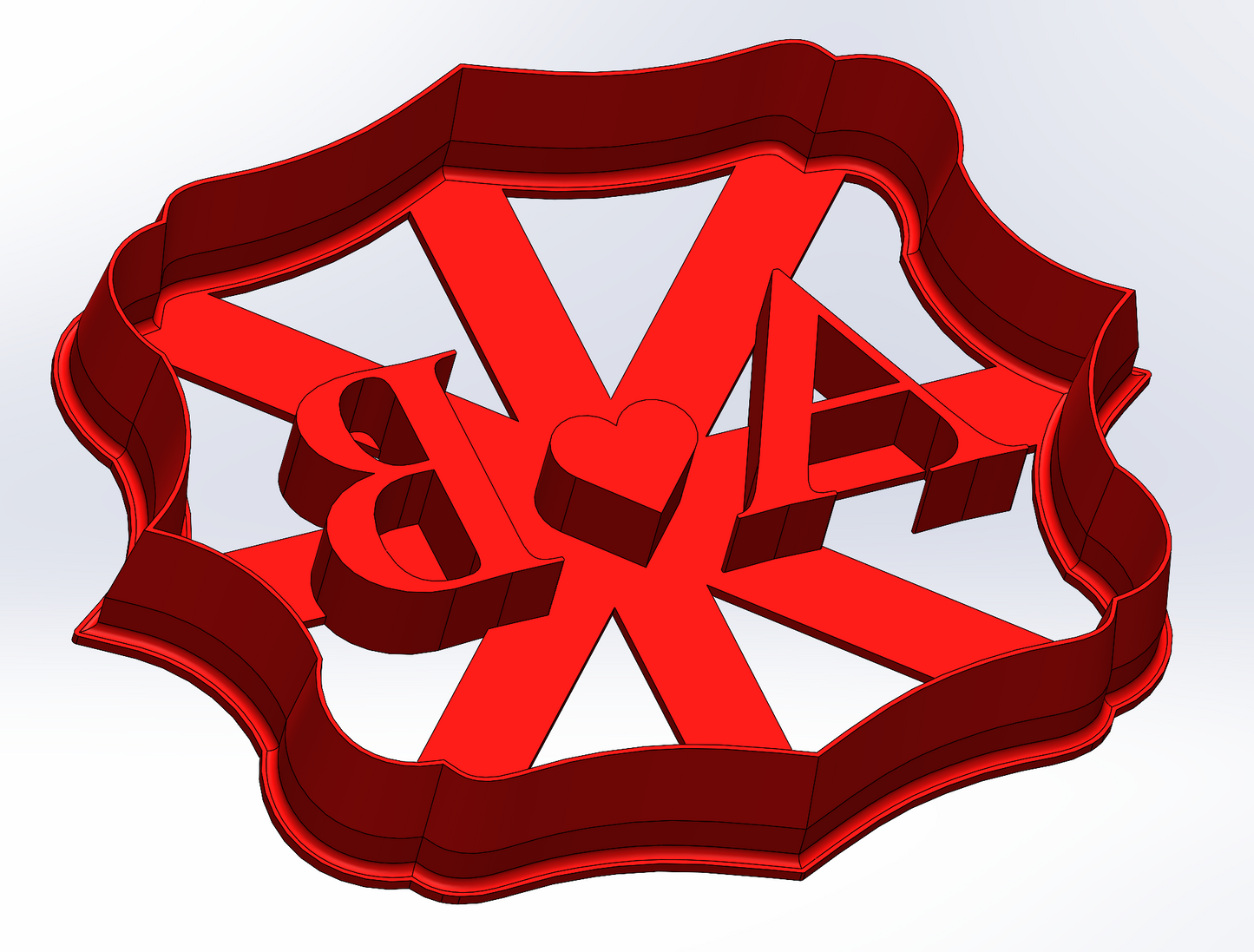 Custom 3D Printed Cookie Cutter "A♥B"