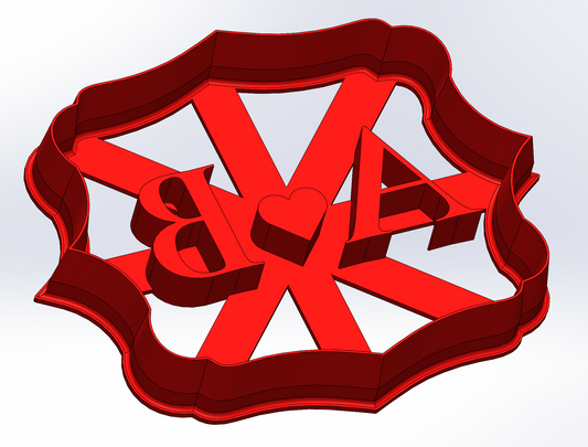 Custom 3D Printed Cookie Cutter "A♥B"
